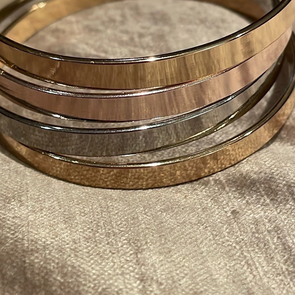 4 Multi Tone Minimalist Bangle Bracelets